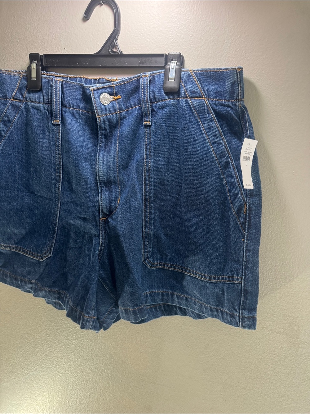 Classic High-Waist Dark Blue Denim Women's Shorts